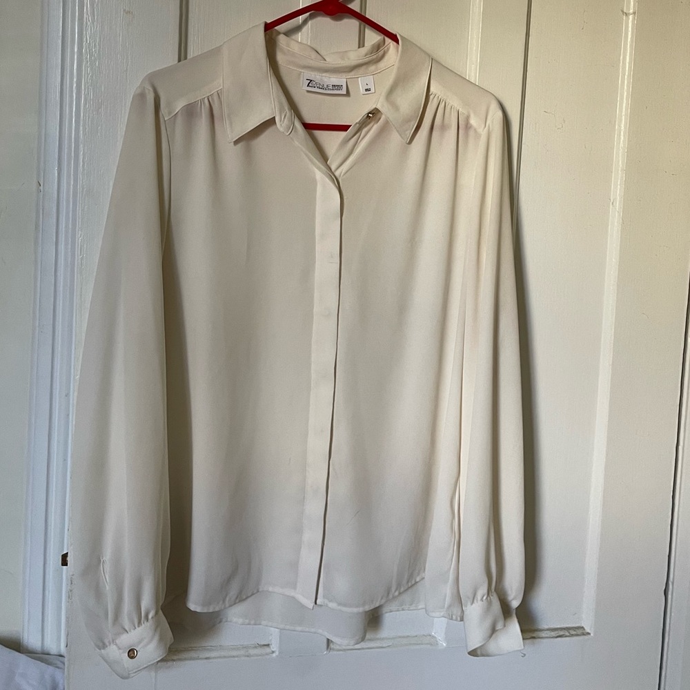 New York & Company 7th Avenue Design Studio Off-White Colored Blouse